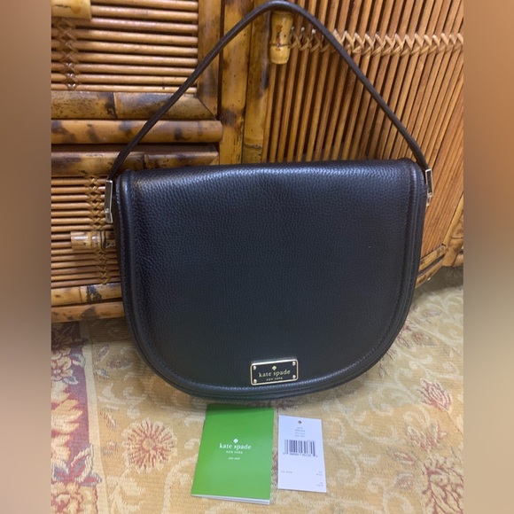 kate spade Handbags - Kate Spade Oliver Street Sadelle Saddle Purse Black Pebble Leather Flap Med New